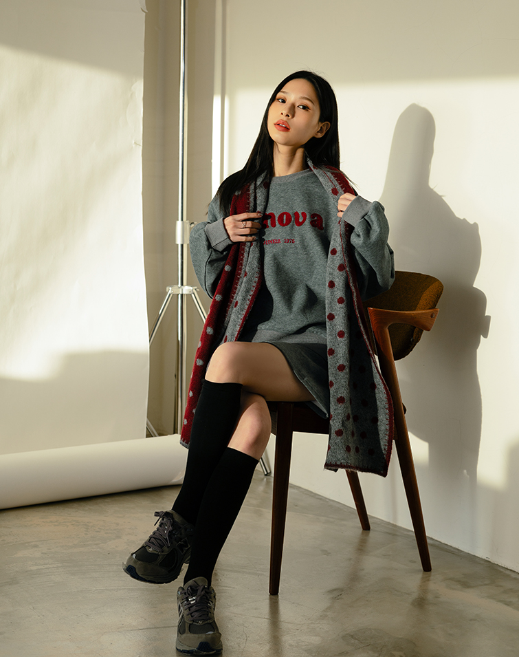 POLKA DOT SKIRT SET WITH SCARF