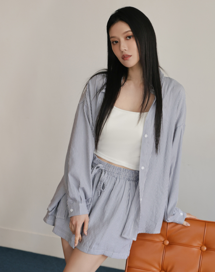 CASUAL STRIPED SHORTS SET