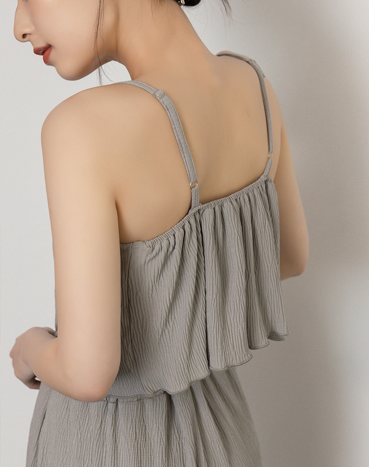 3D RIBBED RUFFLE-TRIM CAMISOLE SET