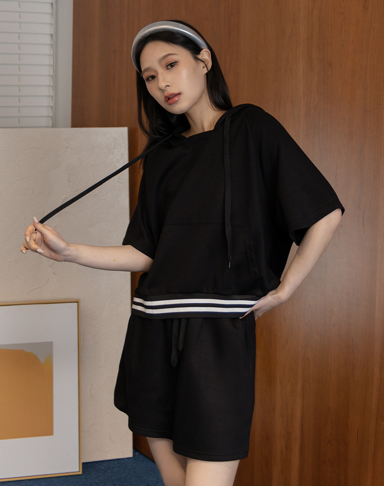 BREEZY COTTON CASUAL HOODED SET