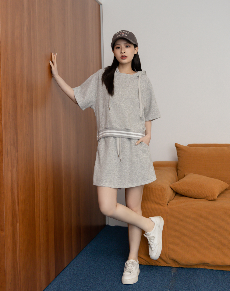 BREEZY COTTON CASUAL HOODED SET
