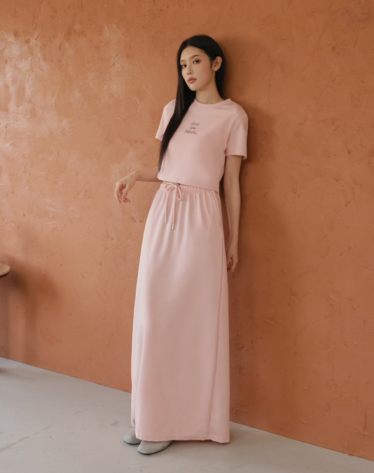 SILKY MOUSSE COTTON LETTER-EMBROIDERED SET