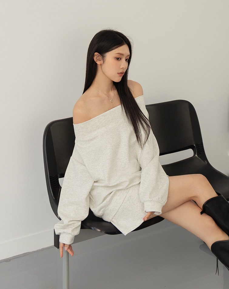 SILKY MOUSSE COTTON OFF-SHOULDER SET