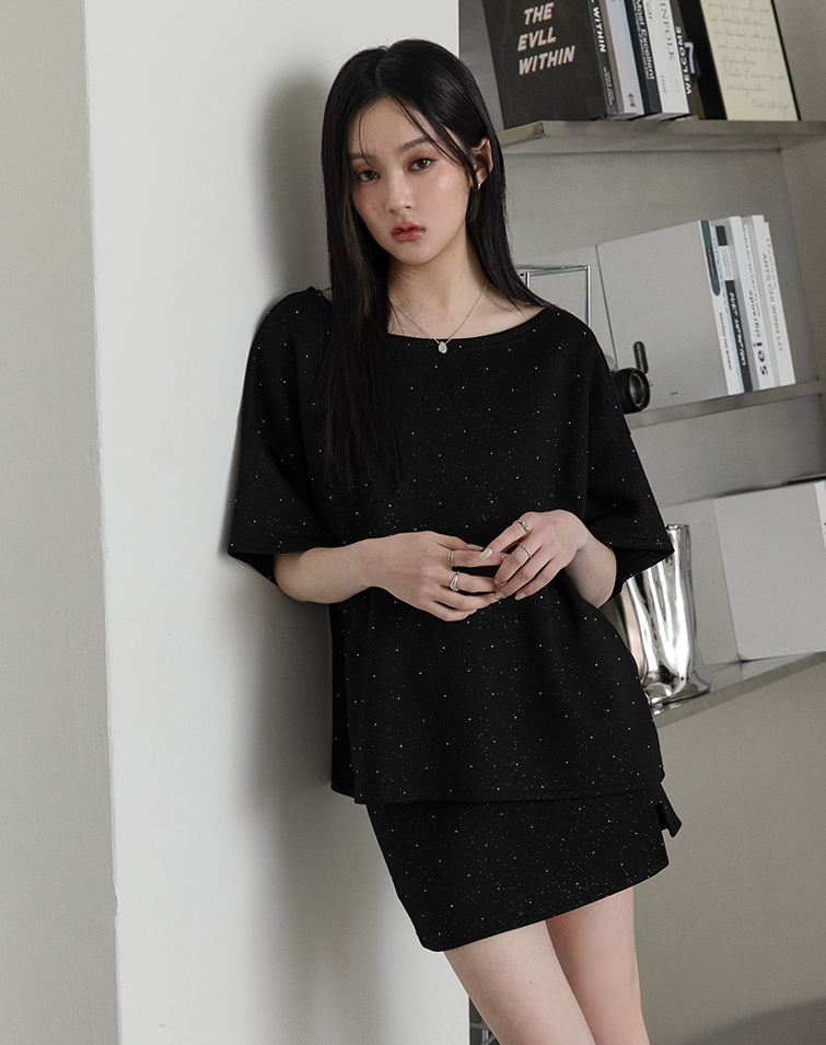 SPECKLE AIR COTTON MINI SKIRT SET