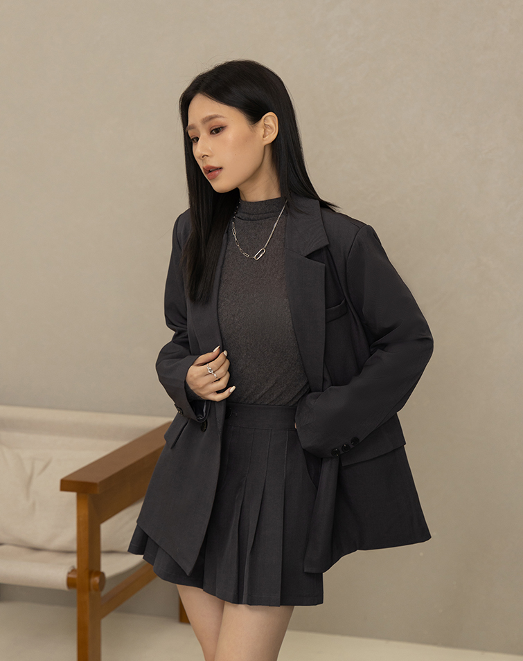 TAILORED SLIM-FIT BLAZER SKIRT SET