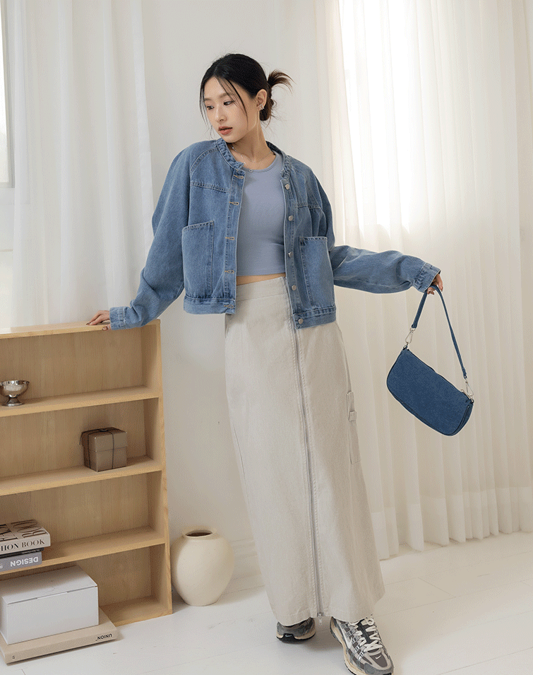 OVERSIZED POCKET WASHED DENIM JACKET