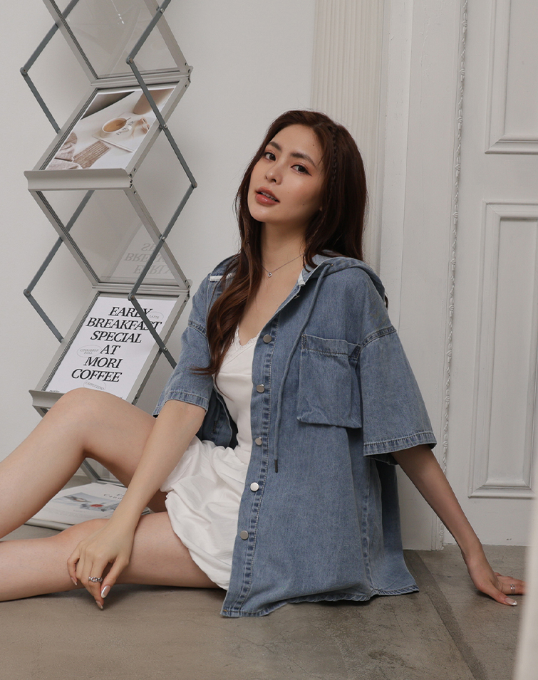 3D POCKET DENIM HOODIE