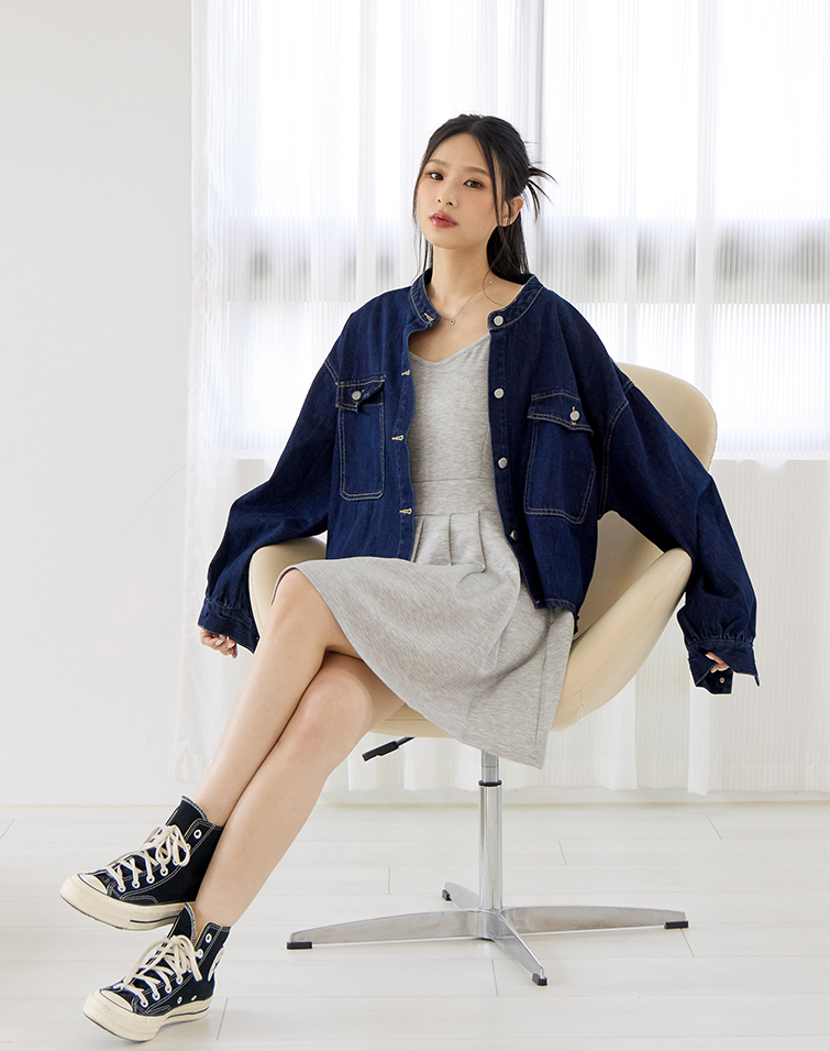 FASHIONABLE DOUBLE-POCKET DENIM LONG-SLEEVE JACKET