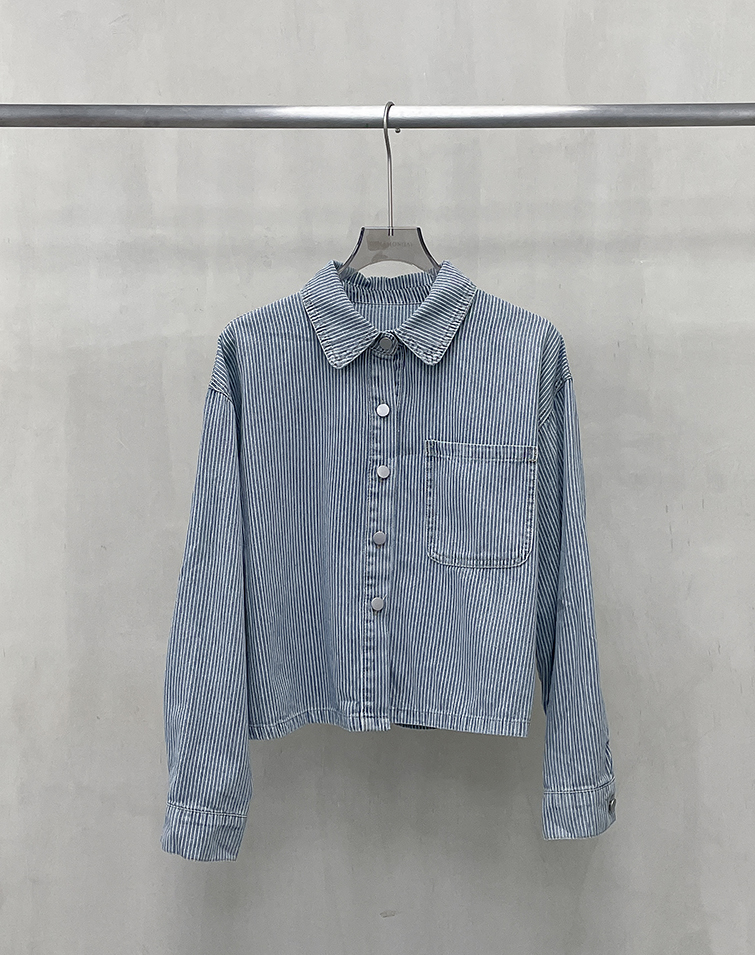 CASUAL STRIPED DENIM JACKET