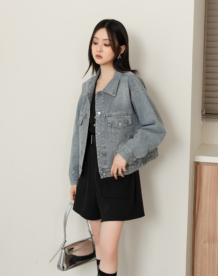 SPARKLE WASHED DENIM JACKET