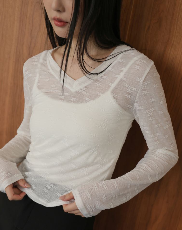 ROMANTIC LACE V-NECK TOP