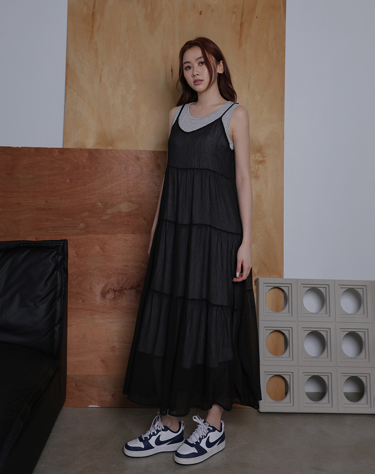 SHEER MESH TWO-PIECE TANK DRESS