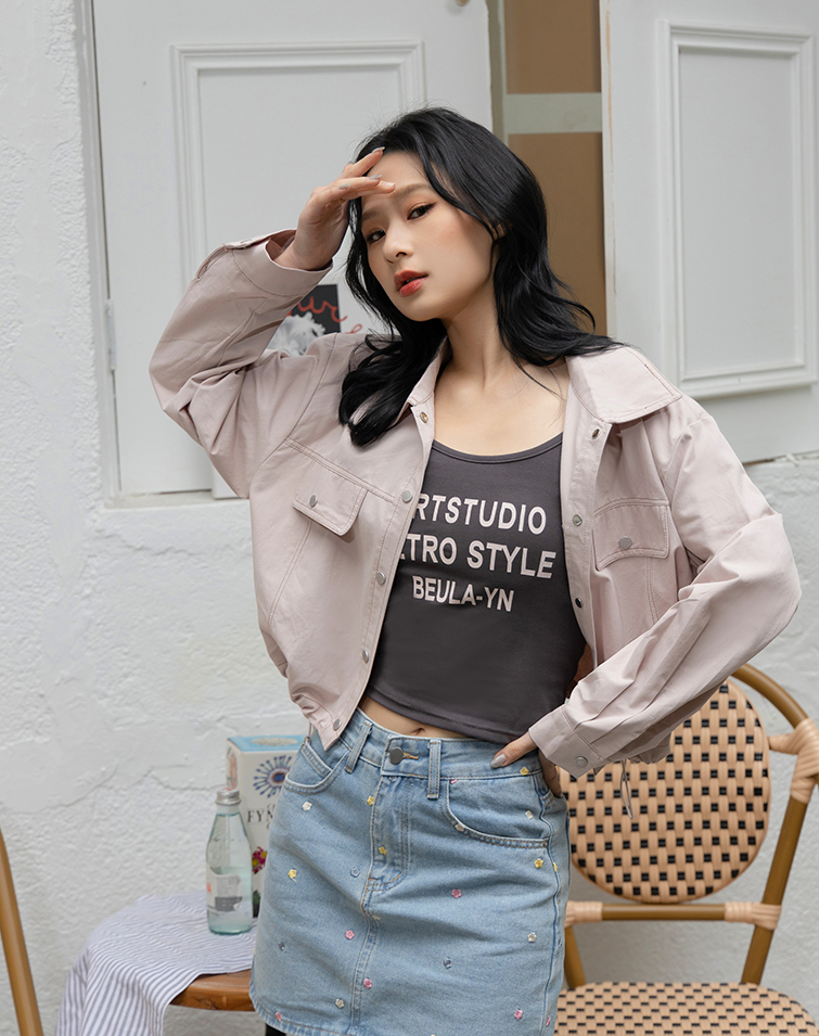 TWO-PIECE CONTRAST STITCH LAPEL JACKET