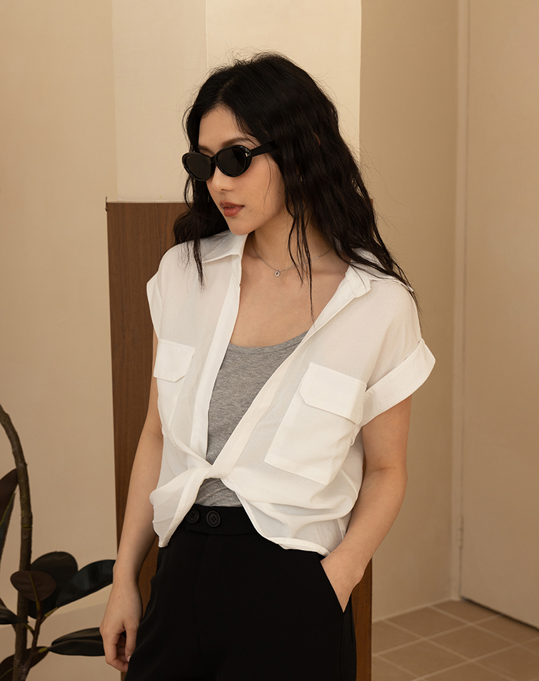 FASHIONABLE KNOTTED TWO-PIECE SHORT-SLEEVE VEST