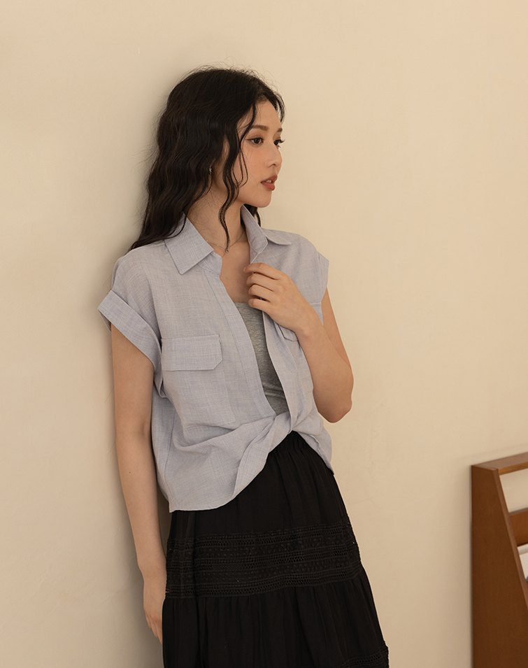 FASHIONABLE KNOTTED TWO-PIECE SHORT-SLEEVE VEST