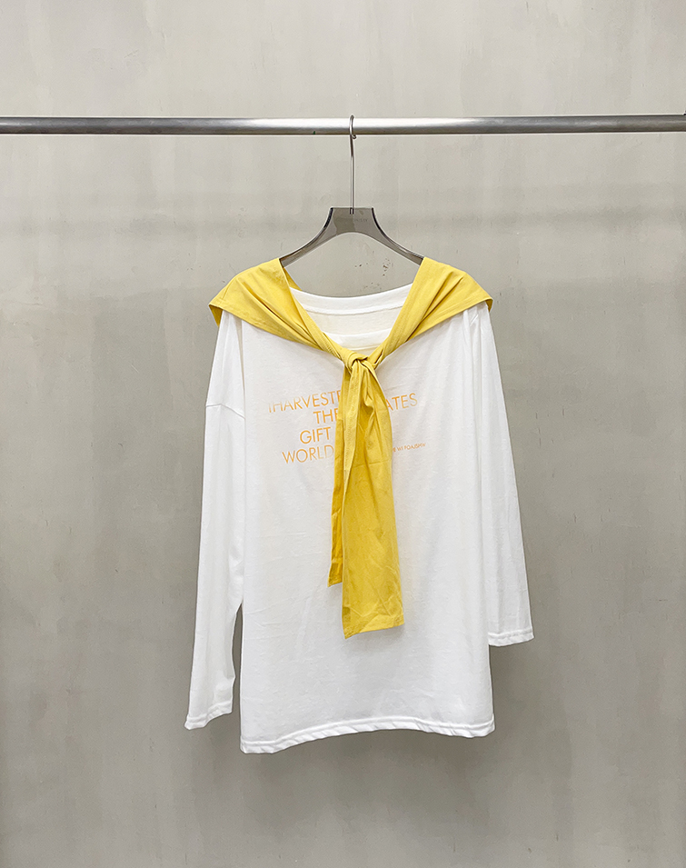 COLORBLOCK LETTER PRINT TWO-PIECE SHRUG TOP
