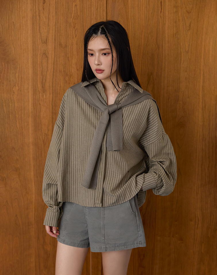 ARTISTIC STRIPE SHAWL SHIRT