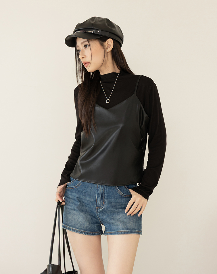 LEATHER CAMI 2-PIECE TOP