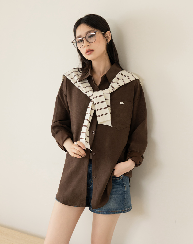 PREPPY STRIPED-CAPE SHIRT