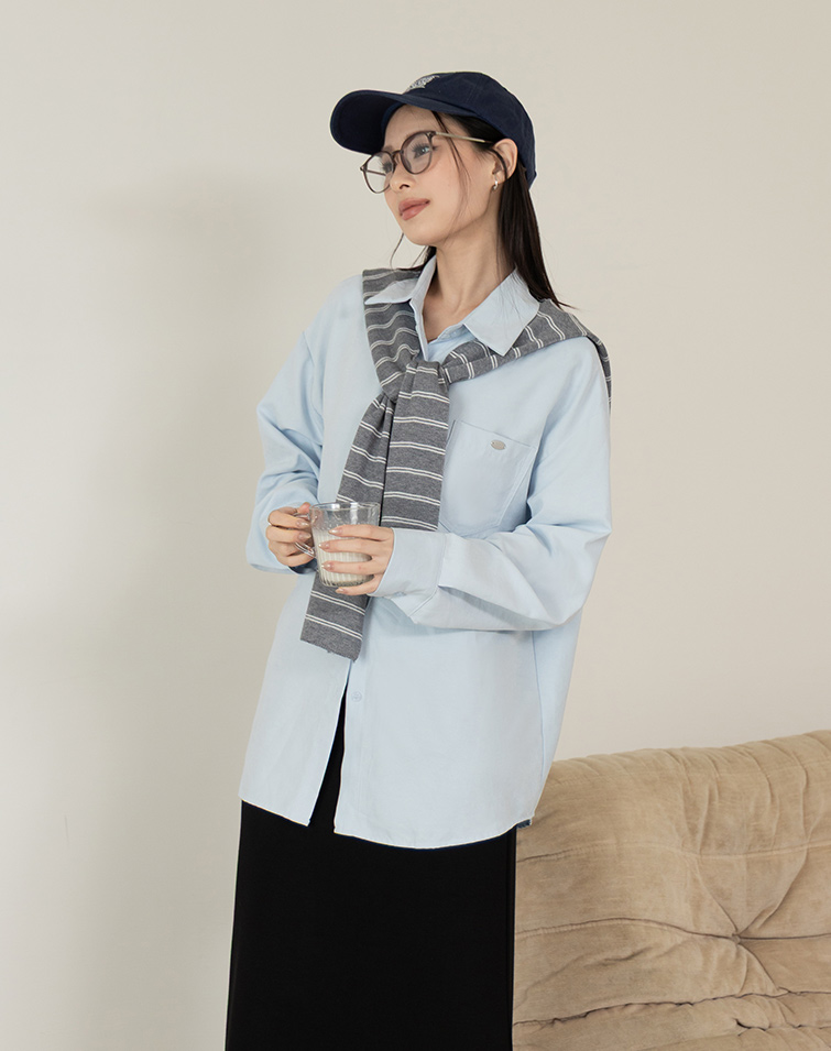 PREPPY STRIPED-CAPE SHIRT
