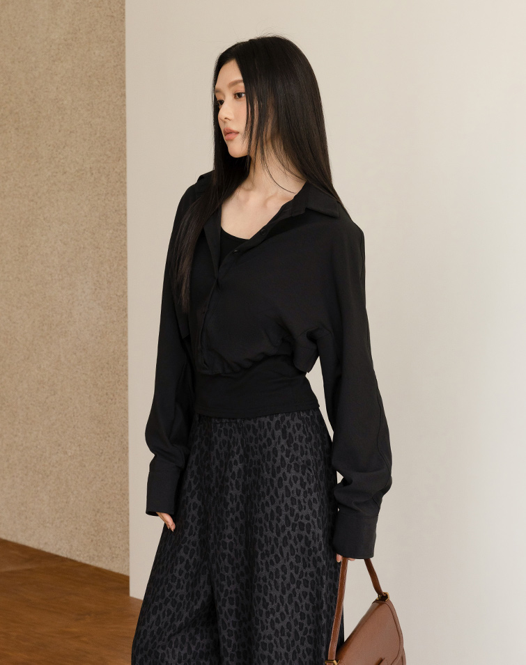 CINCHED FAUX 2-PIECE SHIRT