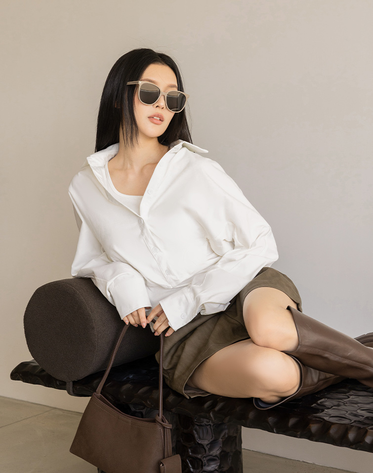 CINCHED FAUX 2-PIECE SHIRT