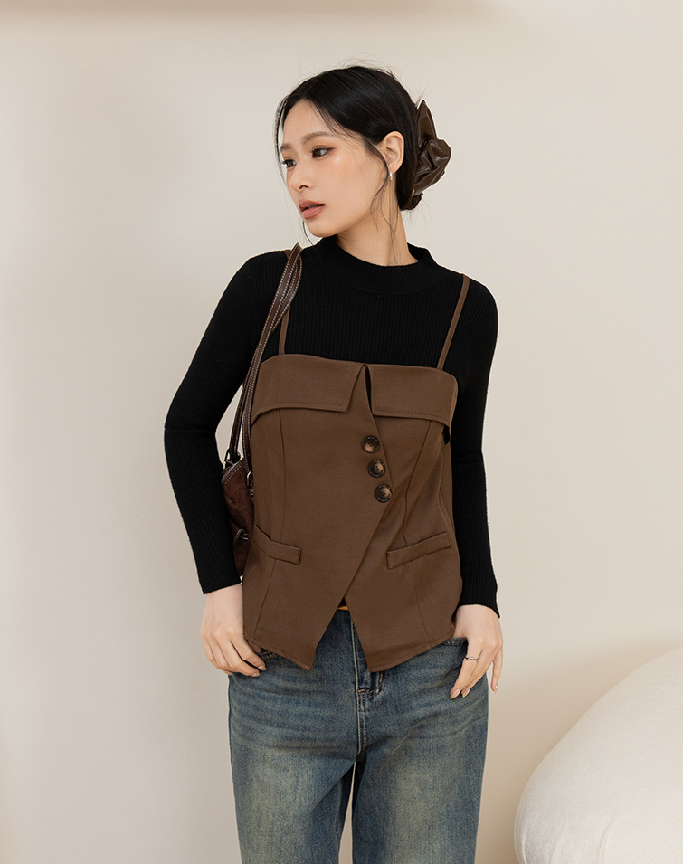 CINCHED SUIT-VEST 2-PIECE TOP
