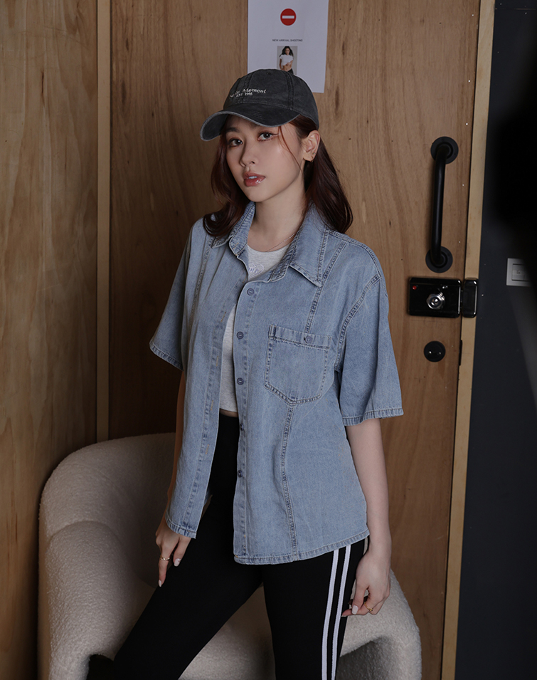 SINGLE POCKET DENIM SHIRT