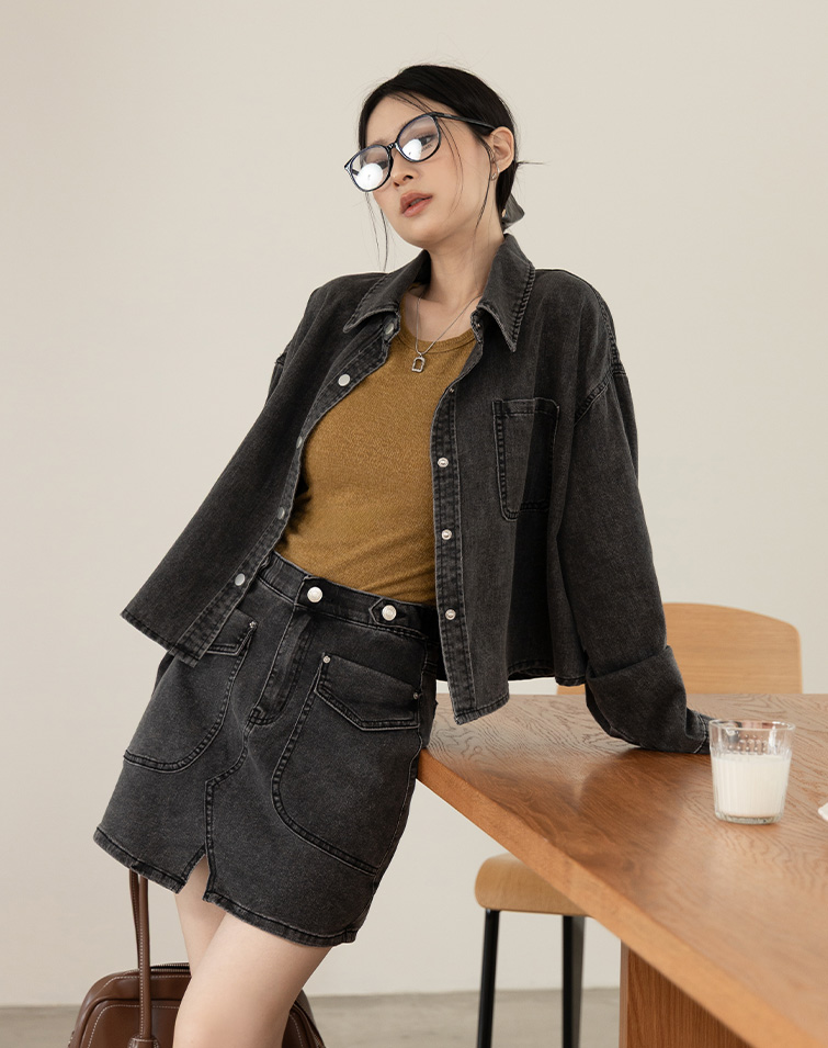 VINTAGE-WASH DENIM SHIRT