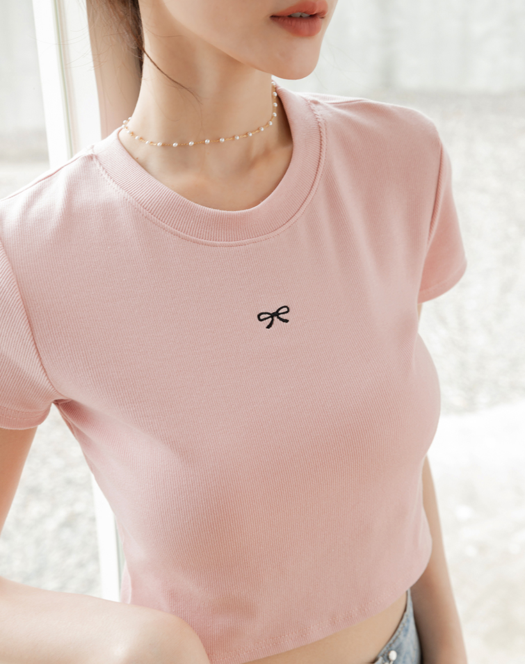 RIBBON EMBROIDERY KNIT TOP