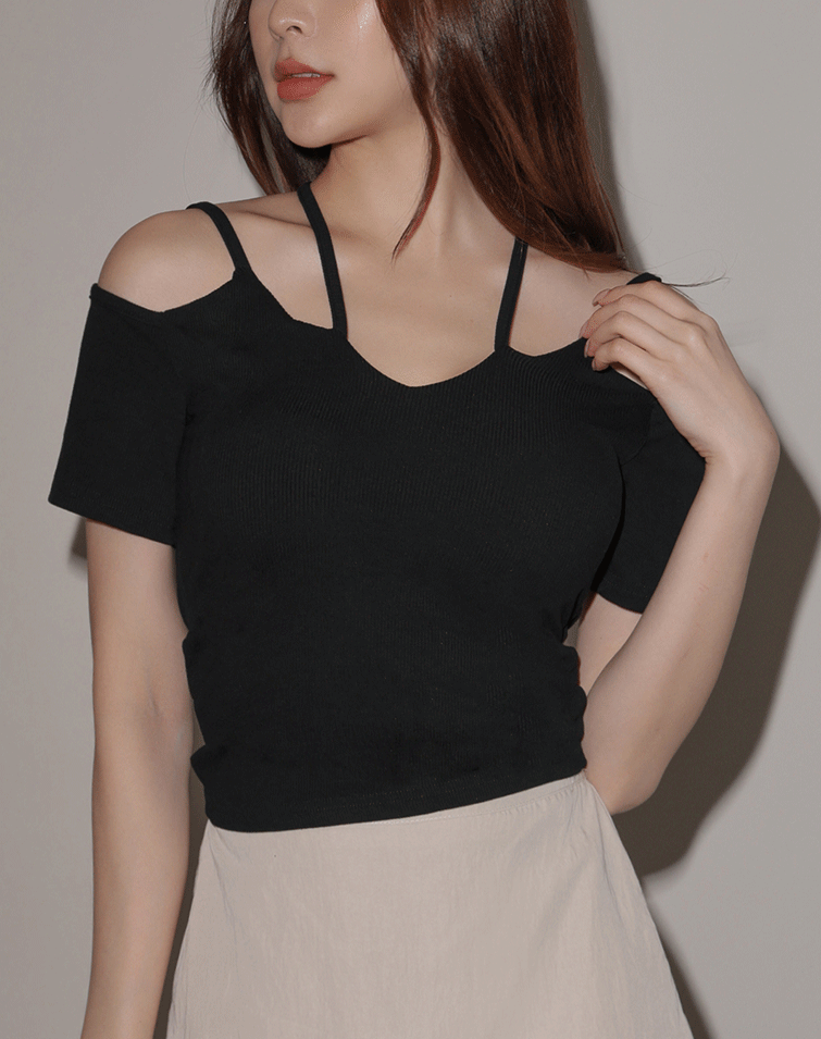 V-NECK CROSSOVER CUT-OUT TOP