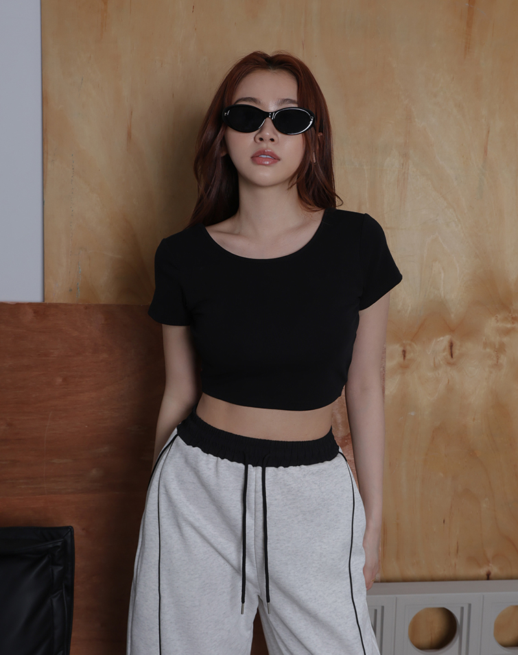 TWIST KNOT HOLLOW SHORT SLEEVE TOP