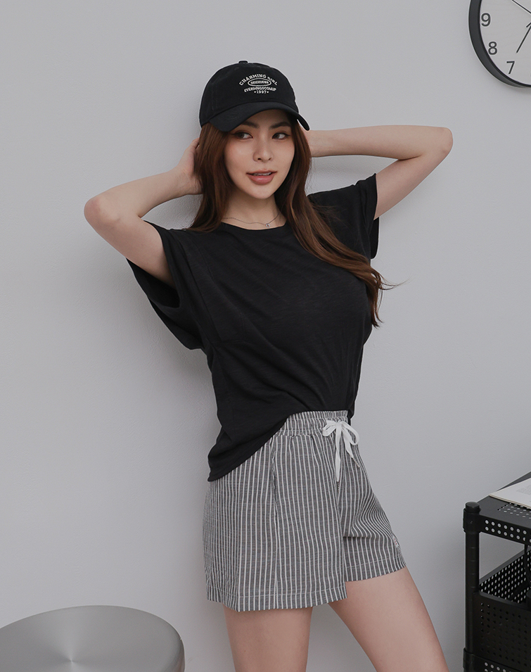 MIT WAVE DESIGN DOUBLE LAYER SHORT SLEEVE TOP