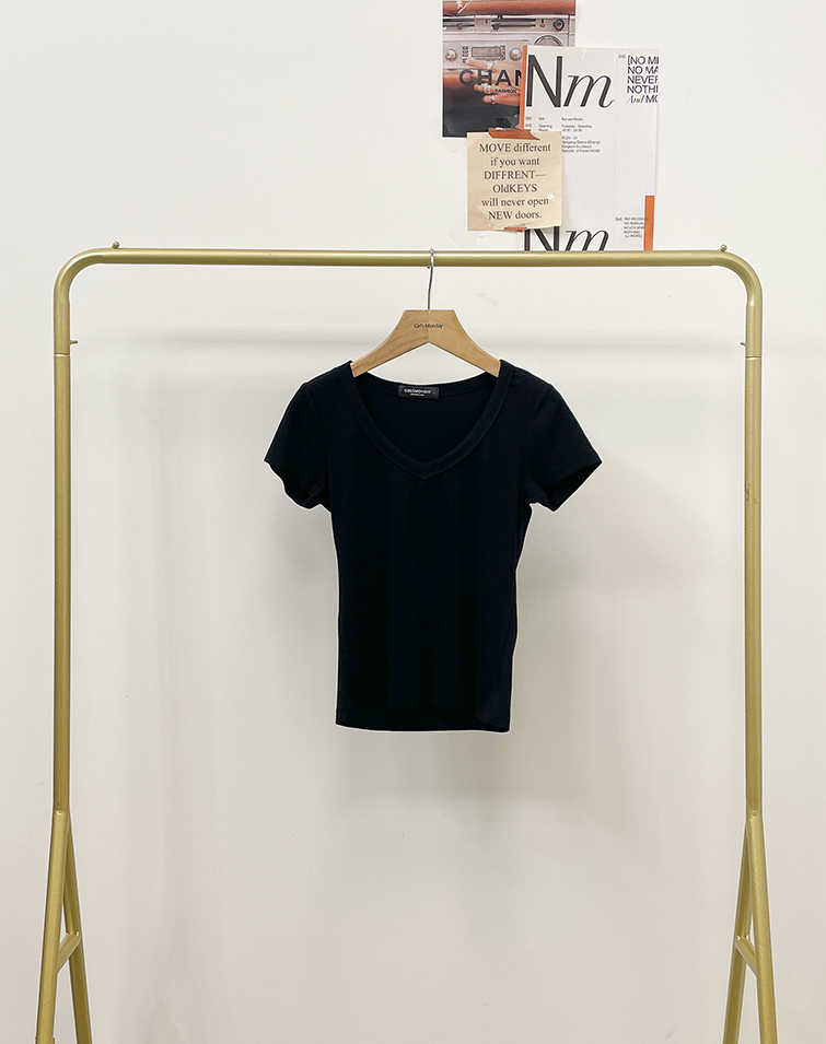 V-NECK THIN STRAP SHORT SLEEVE TOP