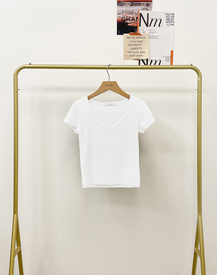 V-NECK THIN STRAP SHORT SLEEVE TOP