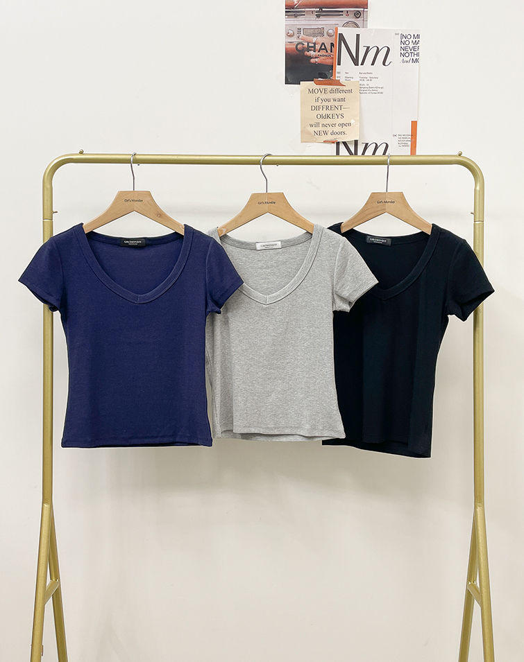 V-NECK THIN STRAP SHORT SLEEVE TOP