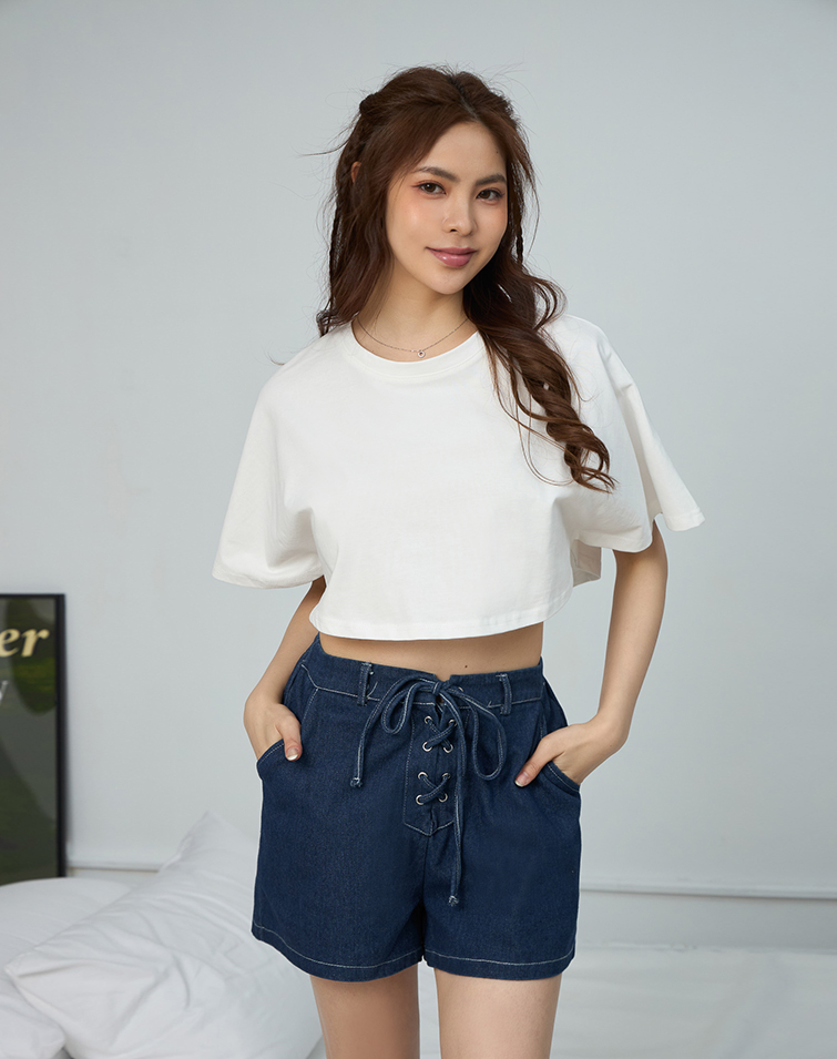 MINIMALIST SOLID COLOR SHORT-SLEEVE TOP