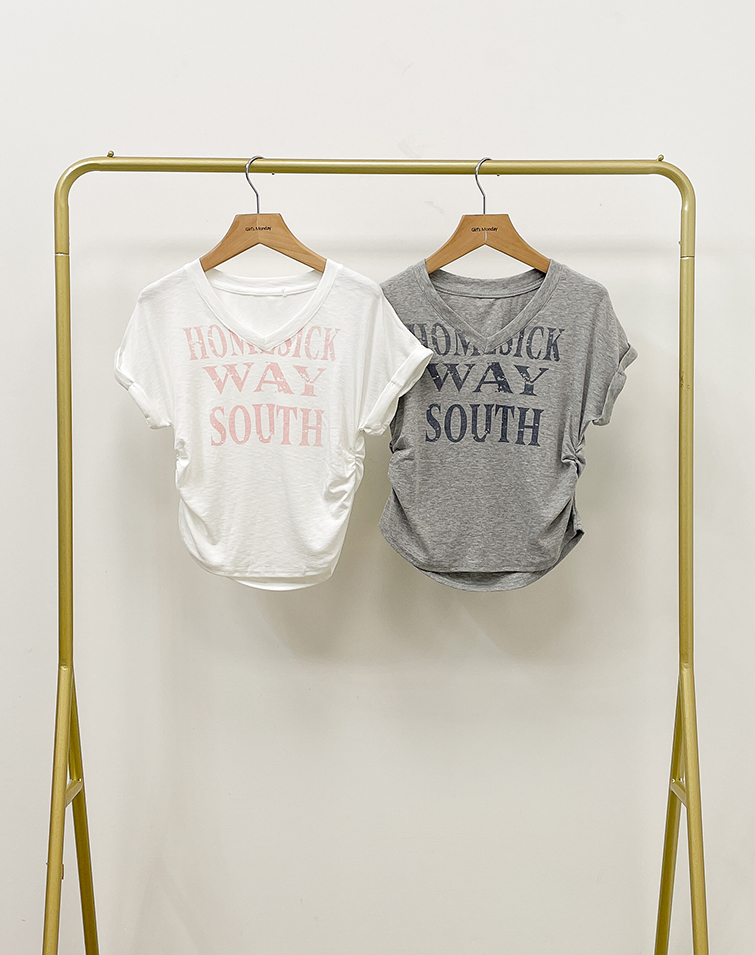 COLORBLOCK LETTERING WAISTED SHORT-SLEEVE TOP