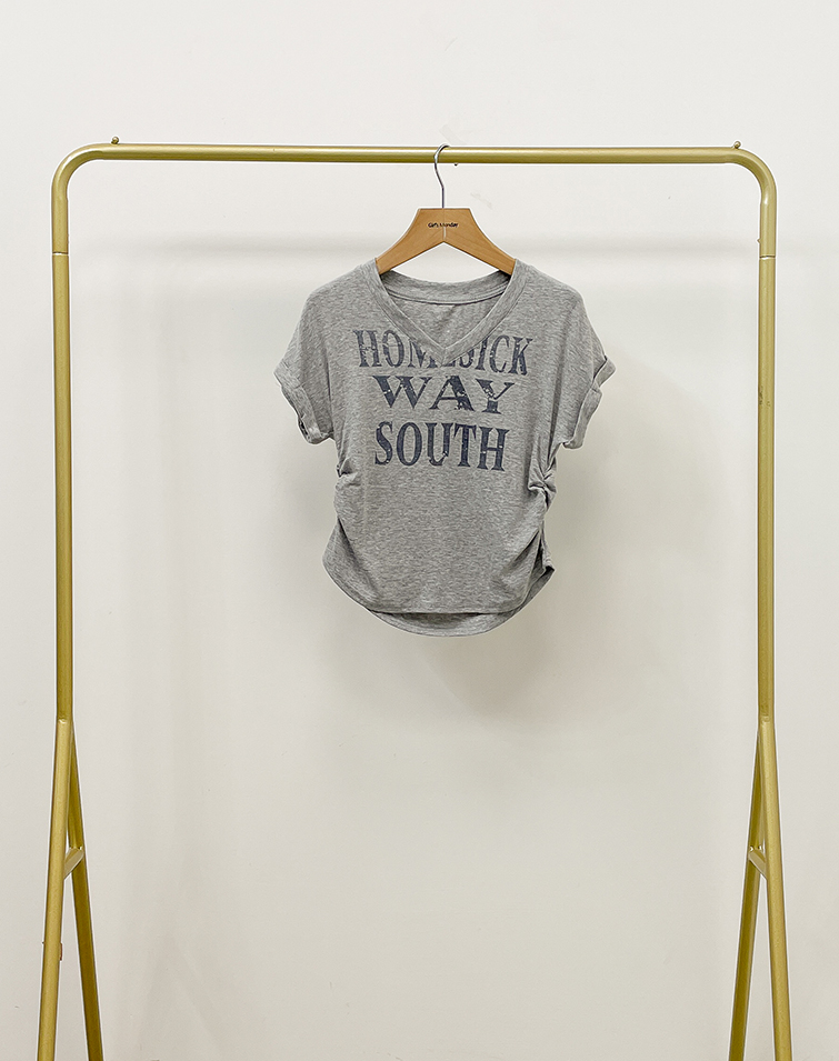 COLORBLOCK LETTERING WAISTED SHORT-SLEEVE TOP