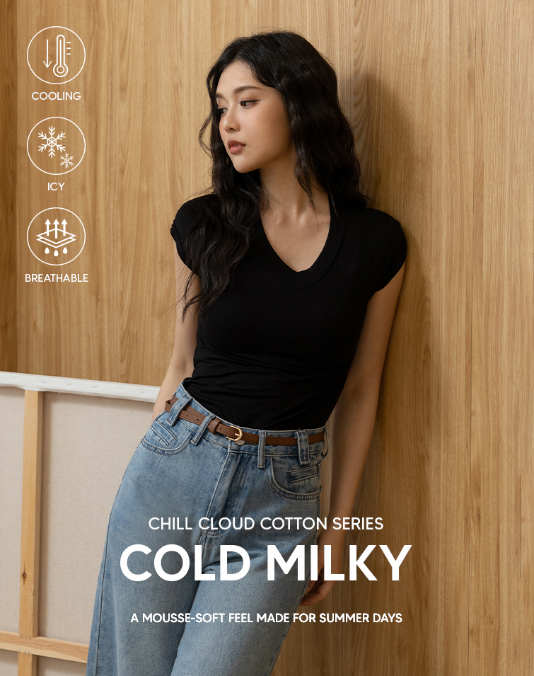 MIT SOFT COTTON-FEEL V-NECK TOP