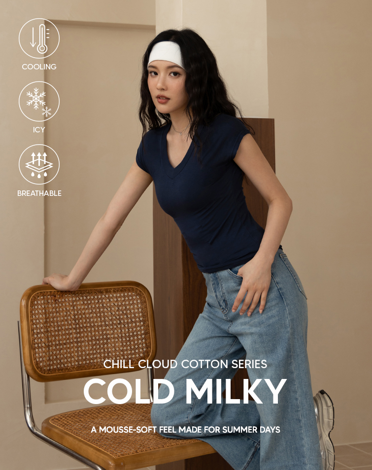MIT SOFT COTTON-FEEL V-NECK TOP