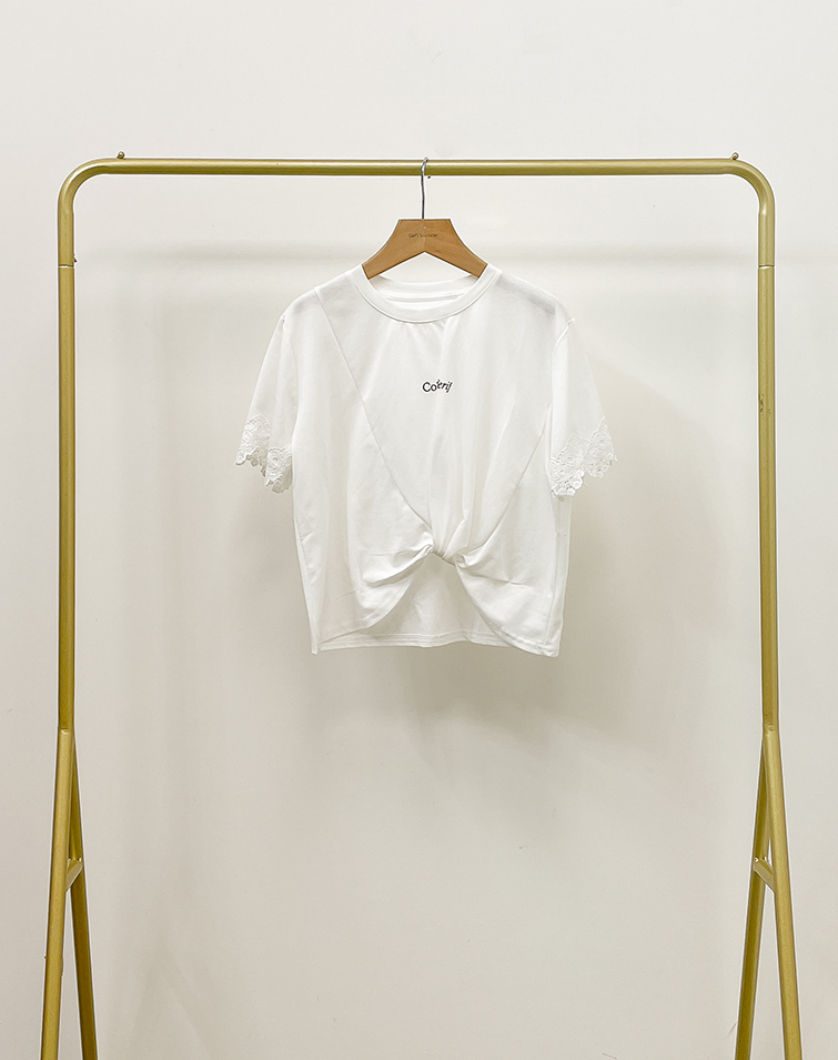 STYLED RUCHED LETTER PRINT TOP