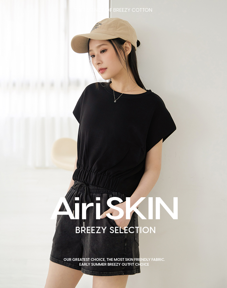 MIT FEATHERLIGHT COTTON WAIST-CINCHED SHORT-SLEEVE TOP