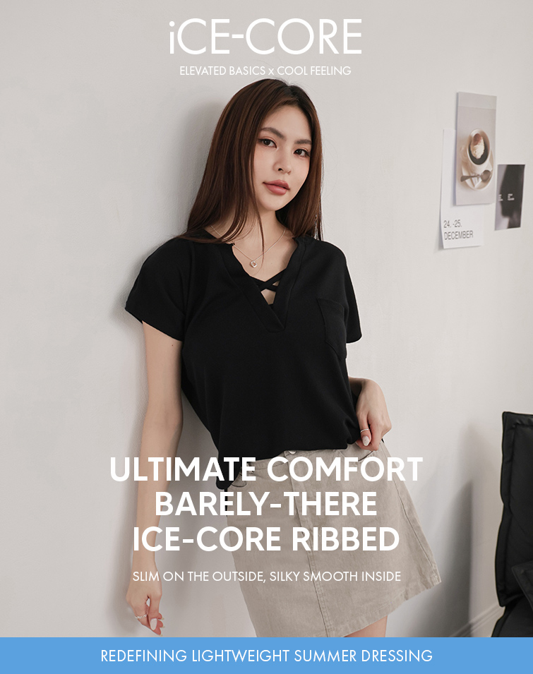 MIT RIBBED CROSS V TOP