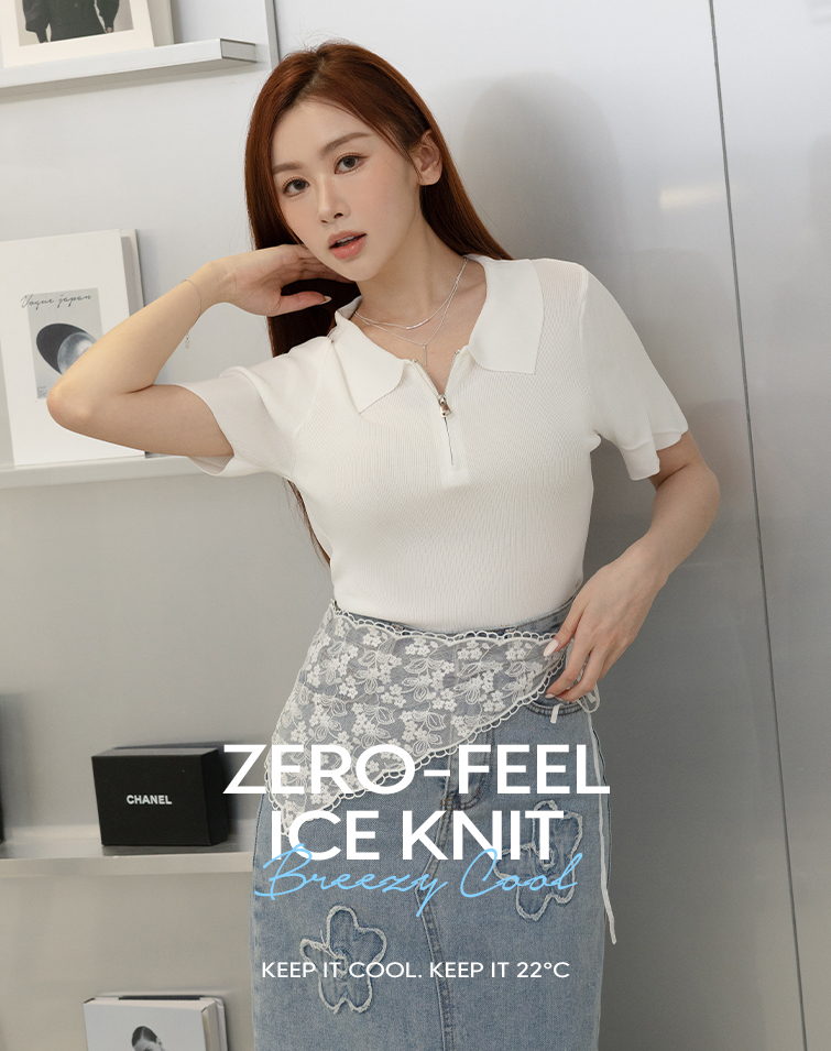 SOFT HALF-ZIP RIB SHORT SLEEVE TEE