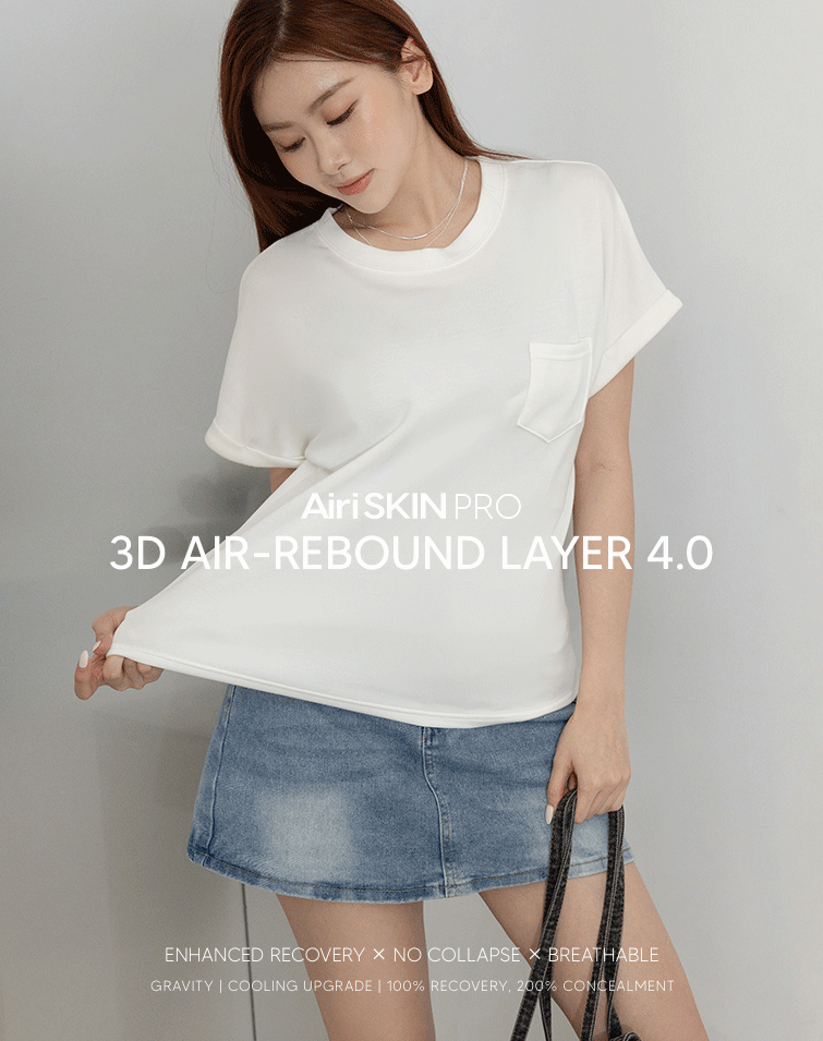 MIT FEATHER COTTON POCKET ROLL-UP SLEEVE TEE