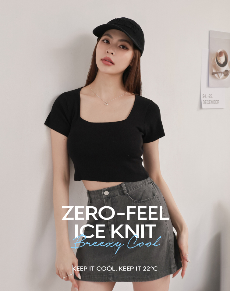 RIB U-NECK COLLARBONE TEE