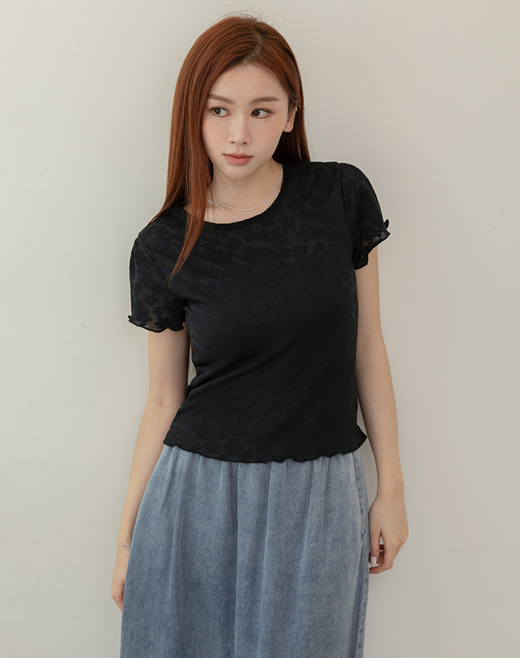 FRENCH FLORAL LACE TRIM TEE