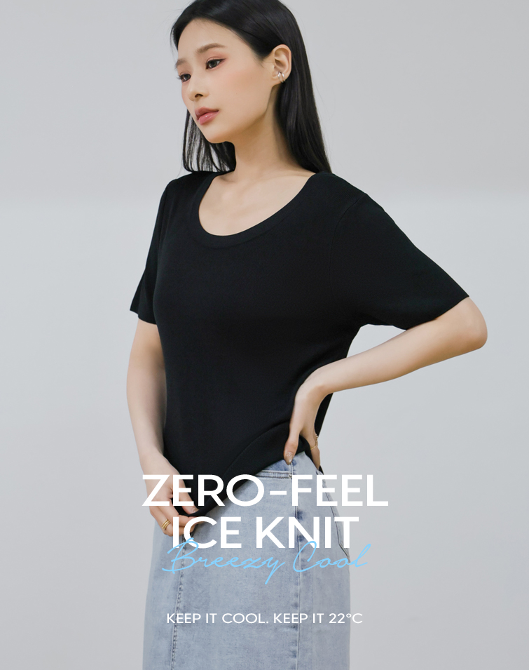 AIRY RIBBED CREW NECK TOP