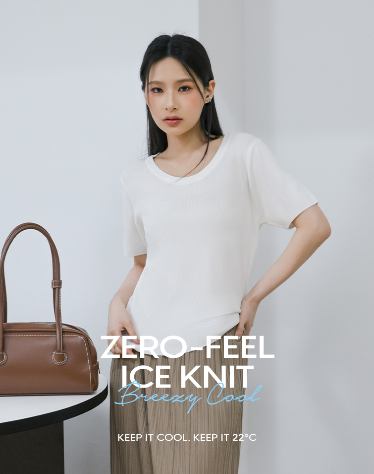 AIRY RIBBED CREW NECK TOP